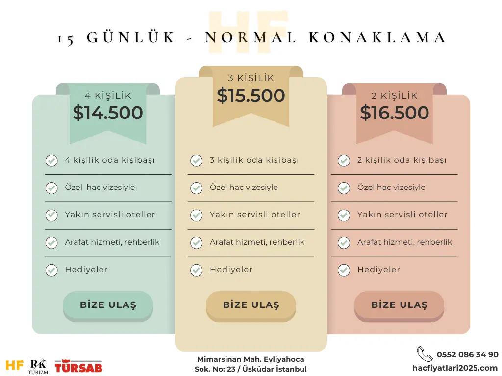 hac fiyatları, 2026 hac fiyatları, ekonomik hac fiyatları, normal mesafe hac